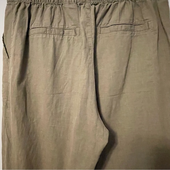 H&M Linen Blend Wide Leg Capri Pants Dark Green Women’s Sz M Elastic Waistband - Picture 8 of 8